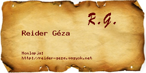 Reider Géza névjegykártya